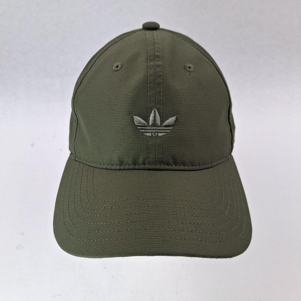 Adidas Hat Cap Strap Back One Size Green Trefoil Logo Microfiber Baseball Mens